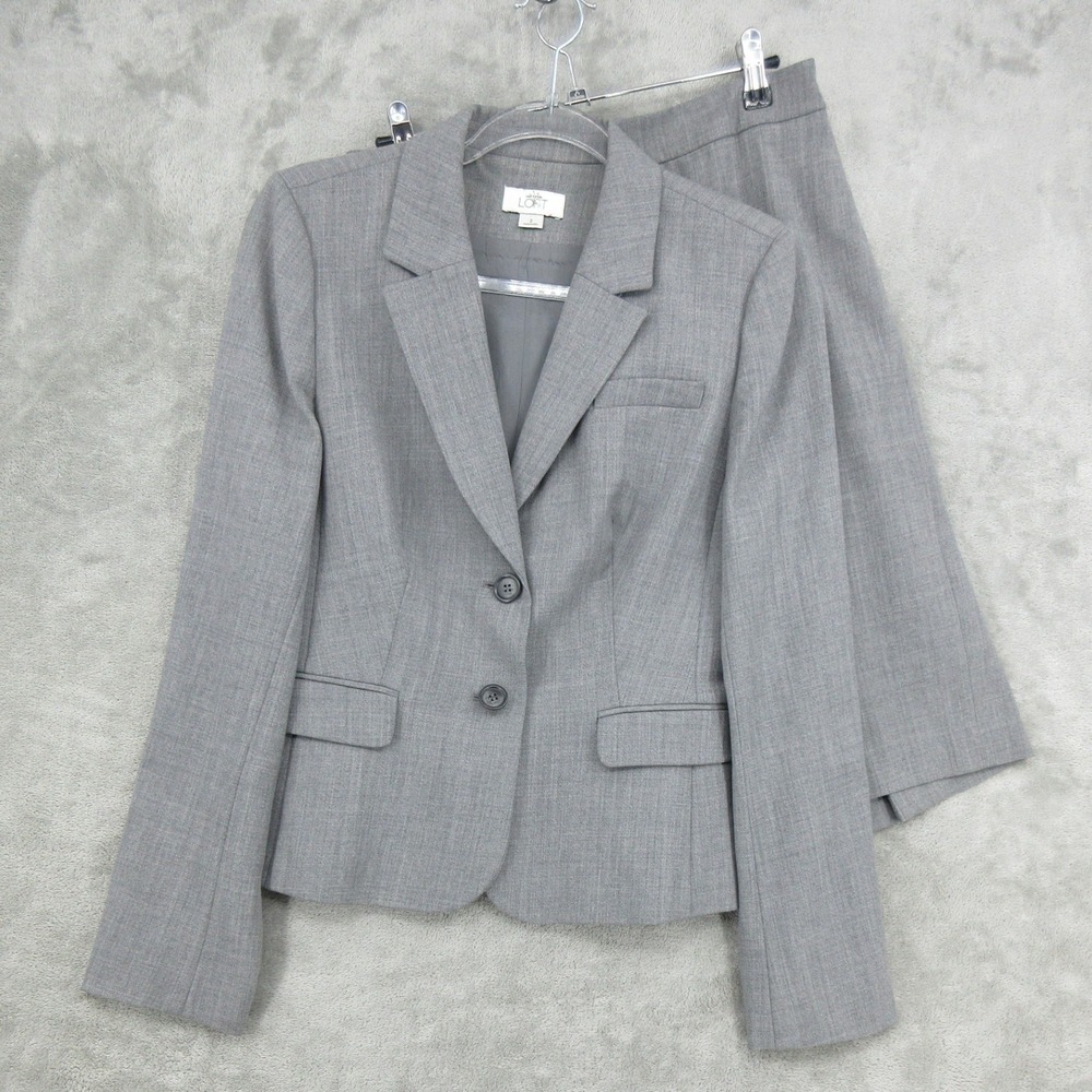 Ann Taylor Loft Skirt Suit Womens Size 2 Blazer Office Career Pleated Button